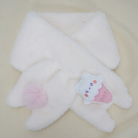 Plush Faux Rabbit Fur Cross Scarf for Winter, Thickened Neck Warmer