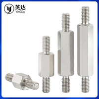 304 Stainless Steel Hex Standoff Studs, Nickel Plated Double-Ended Screws, M3-M6