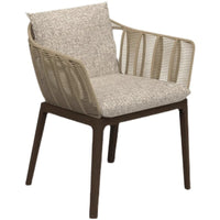 Outdoor Wicker Dining Set with Teak Legs and Rock Slab Tabletop for Patio Garden