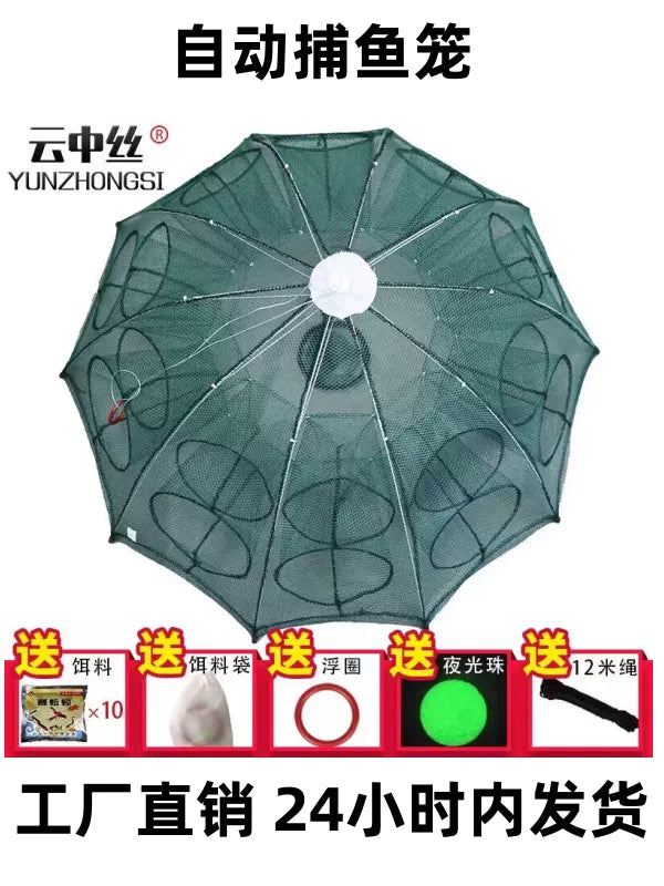 Automatic Foldable Fishing Net Trap for Eels, Shrimp, and Lobster