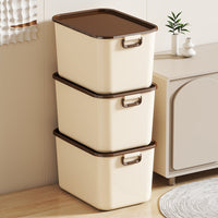 Large Capacity Desktop Storage Box with Lid, Cream Style Snack Sundries Organizer Basket for Stationery Clothes