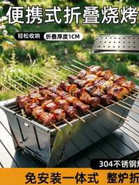 Portable Stainless Steel Folding BBQ Grill for Outdoor Camping and Home Use