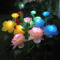 Solar Peony Flower LED Garden Stake Lights - Outdoor Waterproof Decorative Landscape Lamps