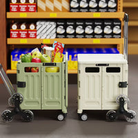Foldable Shopping Cart with Wheels, Portable Utility Cart for Groceries, Camping, and Storage