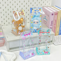 Japanese Plaid Milk Carton Doll Bag DIY Dustproof Storage Display Case for 10cm Cotton Dolls