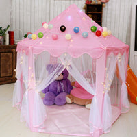 Kids Hexagonal Tulle Play Tent Princess Castle Playhouse for Indoor Outdoor Fun