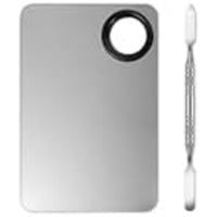 Stainless Steel Makeup Mixing Palette and Spatula Set for Foundation and Cosmetics