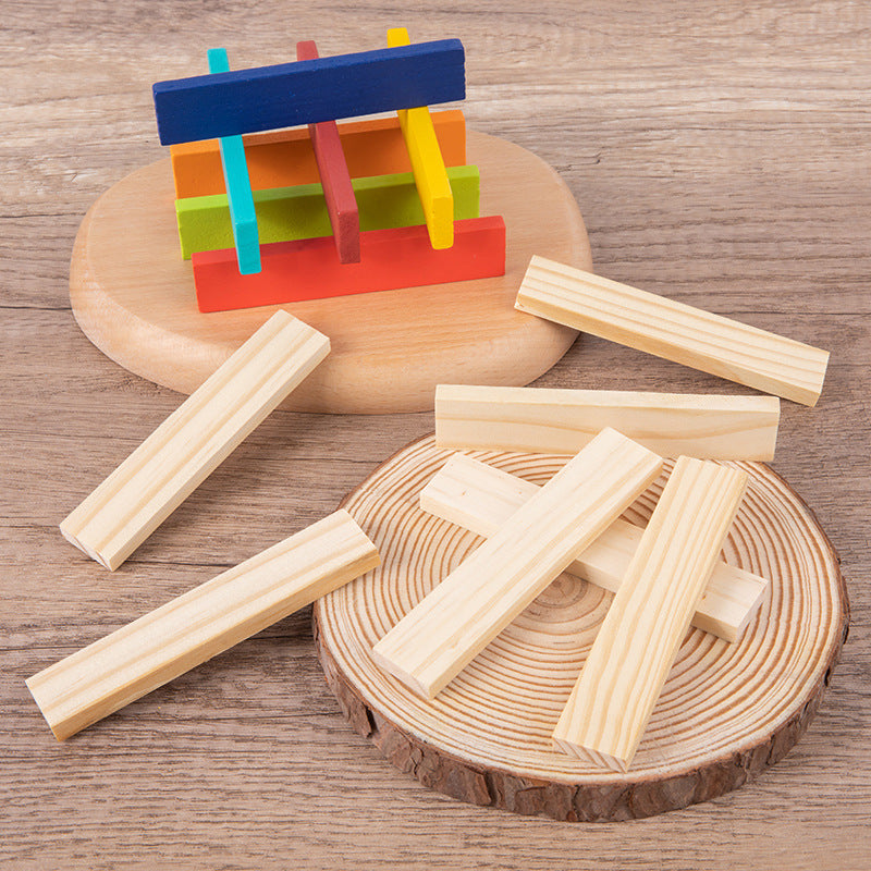 Wooden Dominoes Stacking Blocks Set for Kids, Educational Building and Balance Toy