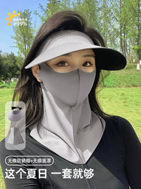 Women's UV Protection Sun Visor with Neck Flap, Seamless Ice Silk Sun Hat for Summer Outdoor Activities