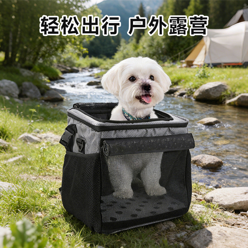 Pet Bicycle Carrier Bag for Cats and Dogs - Front-Mounted Travel Basket for Cycling and Camping
