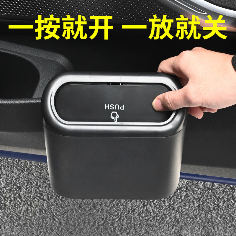 Car Trash Can with Lid, Hanging Mini Storage Box for Vehicle Side Door
