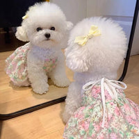 Pet Dog Cat Cherry Blossom Princess Dress for Small Breeds