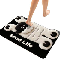 Diatomaceous Earth Bath Mat, 3D Plush-Look Absorbent Quick Dry Non-Slip Bathroom Floor Mat with Cute Pet Design