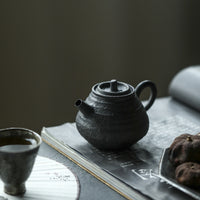 Handmade Shino-fired Zisha Teapot with Ball Filter, Wabi-Sabi Style, Small Capacity