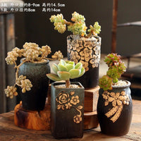 Retro Ceramic Succulent Planter Pots with Large Caliber for Creative Arrangements