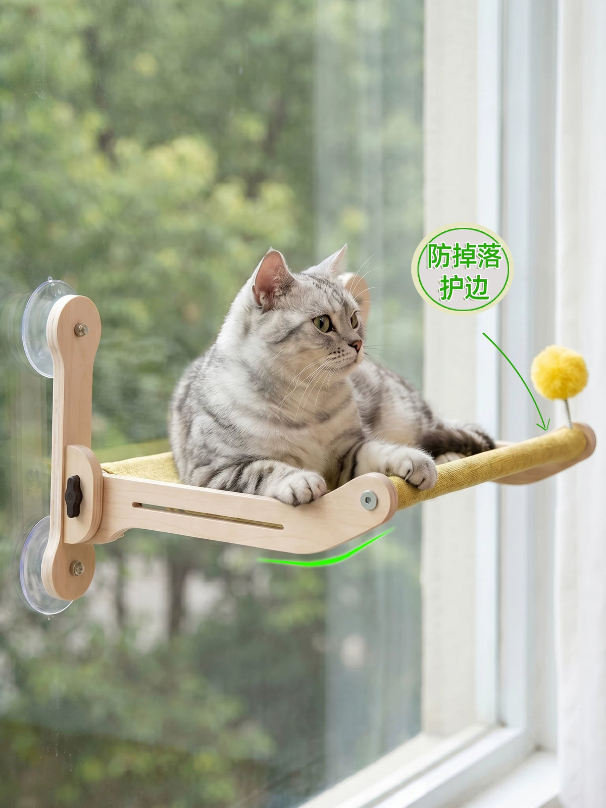 Cat Hammock Balcony Window Perch Suction Cup Mounted Cat Bed Swing for Viewing