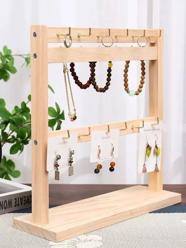 Solid Wood Jewelry Display Stand for Bracelets, Bangles, and Watches - Nordic Style Organizer