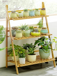 MUMAREN Foldable 3-Tier Plant Stand for Indoor/Outdoor Use, Modern Multi-Layer Flower Pot Rack