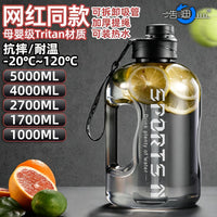 HaoDunTon 4L Large Capacity Sports Water Bottle with Straw and Handle, Portable PC Plastic Space Cup for Students