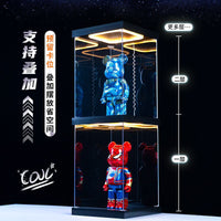 LED Light Acrylic Display Case for LEGO Models & Action Figures, Dustproof Storage Box