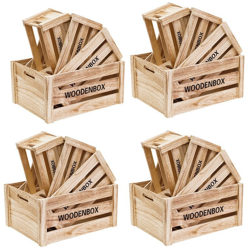 Wooden Storage Crate Decorative Display Box for Supermarket Fruit and Home Organization