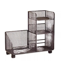 Under-Desk Rolling Storage Cart with Shelves for Books and Bags