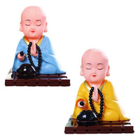 Solar-Powered Little Monk Car Dashboard Ornament Nodding Shaolin Figurine Auto Interior Decor
