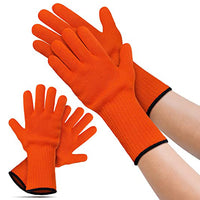 Heat Resistant BBQ Gloves, 350°C Double Layer Cotton Polyester Oven Mitts for Grilling, Baking, Cooking