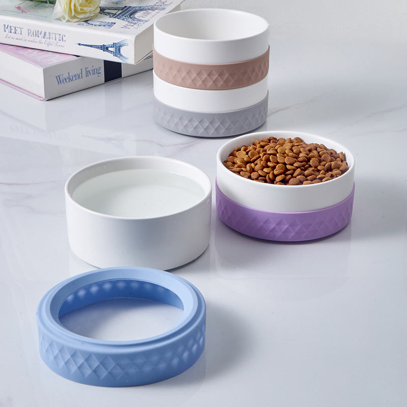 Ceramic Pet Bowl with Non-Slip Base for Cats and Dogs, Food and Water Dish