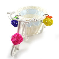 Parrot Mini Shopping Cart Foraging Toy with Rattan Balls and Ladder for Small to Medium Birds