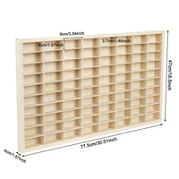 Wooden Multi-Grid Display Case for Small Cars & Figurines, Wall-Mountable Storage Organizer