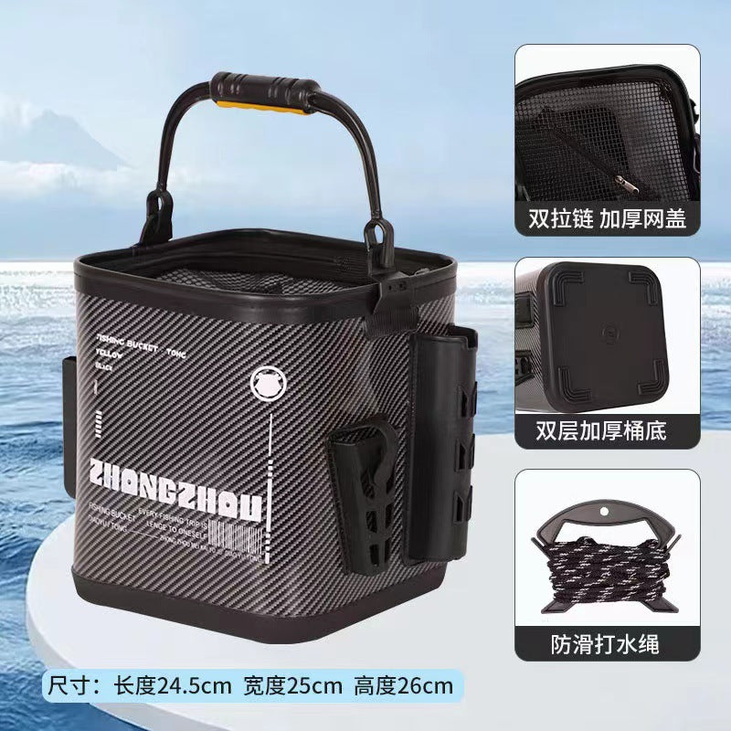 Multifunctional Fishing Live Fish Bucket with Rod Holder