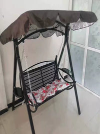 Double Outdoor Swing Chair without Stand, Wrought Iron High-Temperature Baked Paint Reinforced Adult Balcony Indoor Roof Hanging Chair