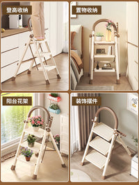 Myoli Household Folding Carbon Steel Ladder, Multi-functional Portable Indoor Step Stool
