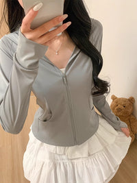 Women's Hooded UV Protection Sun Protection Jacket Slim Fit Ice Silk Cardigan