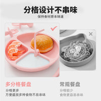 Baby Silicone Divided Suction Plate for Self-Feeding Infants and Toddlers, Food Grade One-Piece Kids Dinnerware
