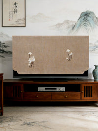 New Chinese Style Lotus Embroidered TV Dust Cover for 52-85 Inch Screens