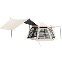 2-in-1 Hexagonal Pop-Up Camping Tent with UV Protection and Ground Sheet