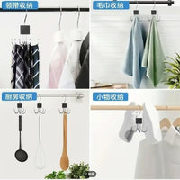 Multi-functional Wooden Scarf and Tie Hanger with 6 Hooks for Closet Organization