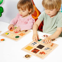 Kids Wooden Montessori Puzzle Board for Logic & Cognition - Fruit & Animal Matching Game