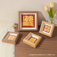 Square Mini Photo Frame Hollow Simple Desktop Solid Wood Picture Frame Ornament