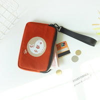 Japanese Style Lucky Bag Coin Purse for Women, Portable Mini Fabric Wallet with Wrist Strap