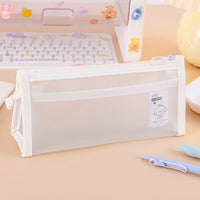 Translucent Frosted Waterproof Pencil Pouch, Large Capacity Double-Layer Stationery Organizer Bag