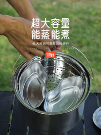 Outdoor Camping Cookware Set with Hanging Pot, Cooking Pot, and Kettle for Backpacking and Picnics