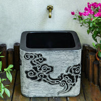 Outdoor Vintage Chinese Style Mop Sink for Garden Patio Balcony, Artificial Stone Utility Sink