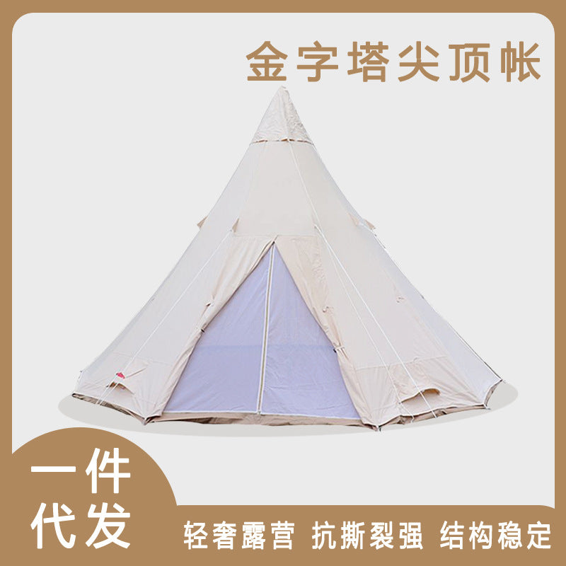 Luxury Cotton Canvas Pyramid Tent for Outdoor Camping and Glamping