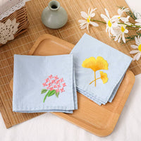 DIY Embroidery Handkerchief Kit for Beginners - Traditional Chinese Style Floral Patterns