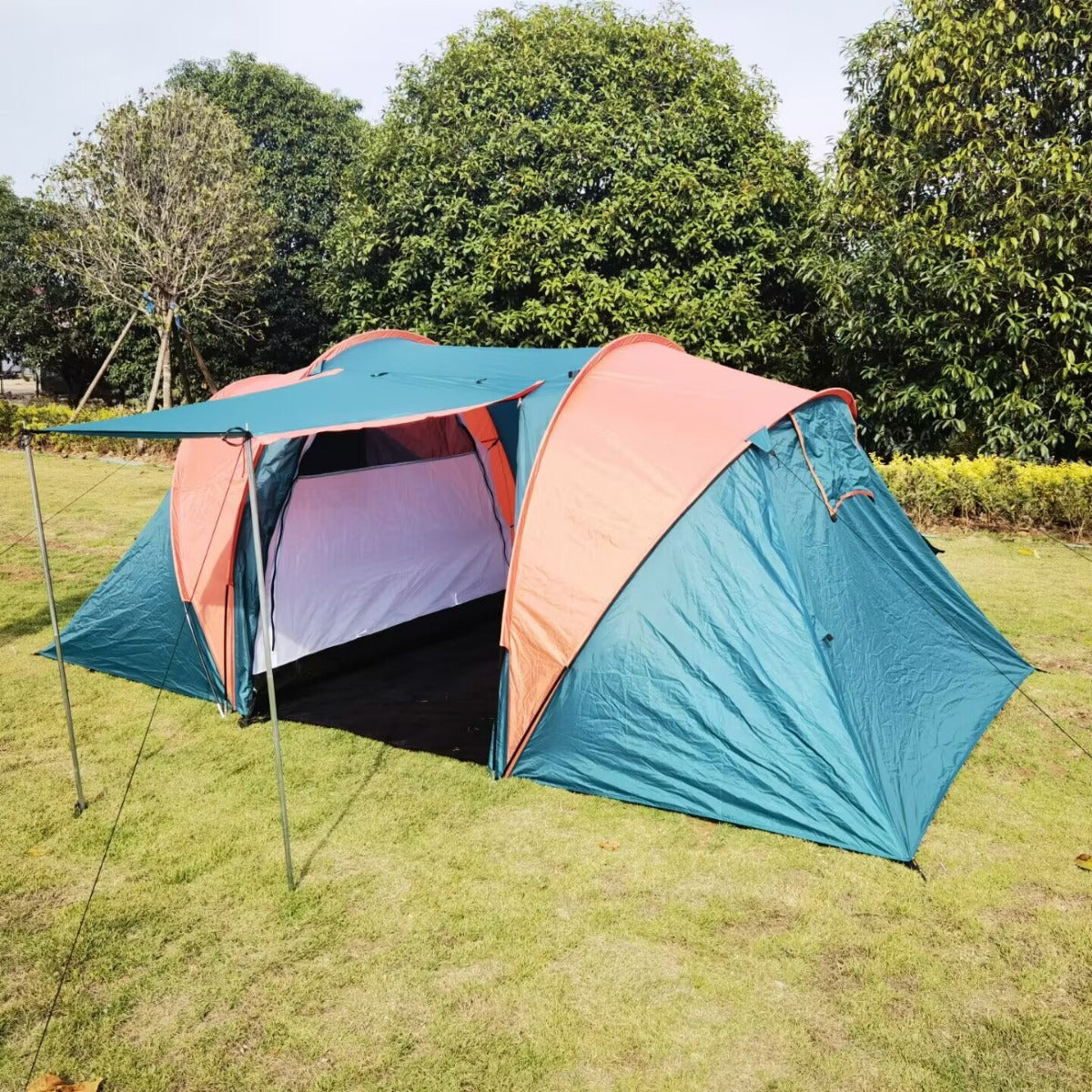Large Capacity 2-Room 1-Hall Camping Tent with External Support