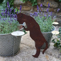 Distressed Metal Cat Silhouette Garden Stake Decor