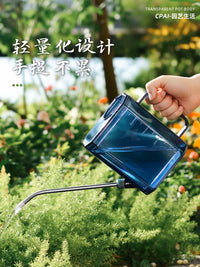 Long Spout Watering Can for Indoor Plants and Garden, Stainless Steel with Transparent Body